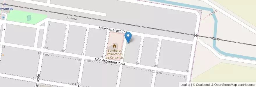 Mapa de ubicacion de Radio La Barcaza en 阿根廷, 内格罗河省, Departamento General Roca, Municipio De Cervantes, Cervantes.