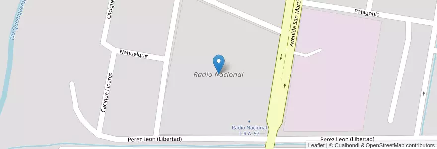 Mapa de ubicacion de Radio Nacional en آرژانتین, شیلی, استان ریو نگرو، آرژانتین, Departamento Bariloche, El Bolsón.