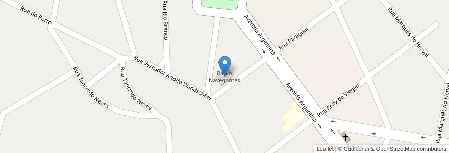 Mapa de ubicacion de Rádio Navegantes en Бразилия, Южный Регион, Риу-Гранди-Ду-Сул, Região Geográfica Intermediária De Ijui, Região Geográfica Imediata De Santa Rosa, Porto Lucena.