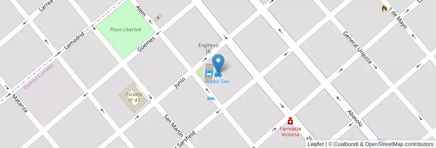 Mapa de ubicacion de Radio Taxi en アルゼンチン, エントレ・リオス州, Departamento Victoria, Distrito Corrales, Victoria, Victoria.