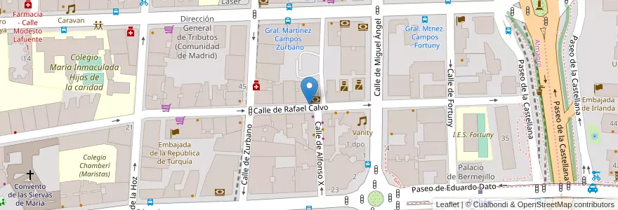 Mapa de ubicacion de RAFAEL CALVO, CALLE, DE,31 en إسبانيا, منطقة مدريد, منطقة مدريد, Área Metropolitana De Madrid Y Corredor Del Henares, مدريد.