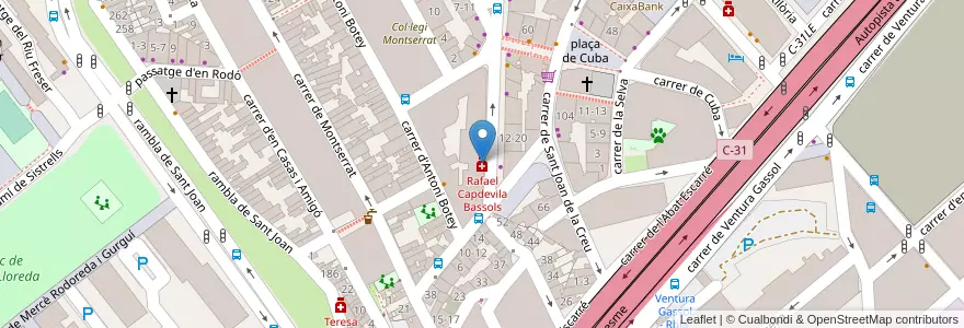 Mapa de ubicacion de Rafael Capdevila Bassols en Espagne, Catalogne, Barcelone, Barcelonais, Badalona.