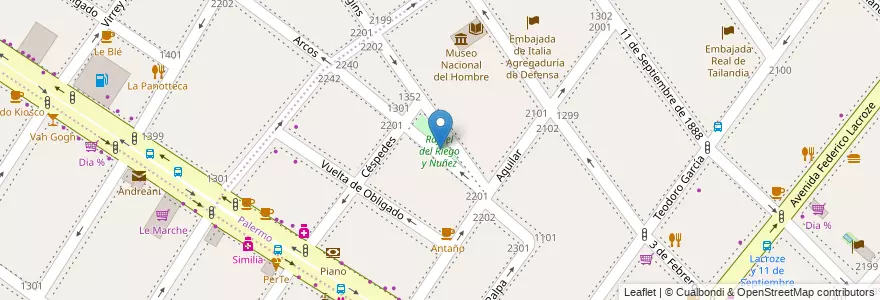 Mapa de ubicacion de Rafael del Riego y Nuñez, Palermo en آرژانتین, Ciudad Autónoma De Buenos Aires, Buenos Aires, Comuna 14.