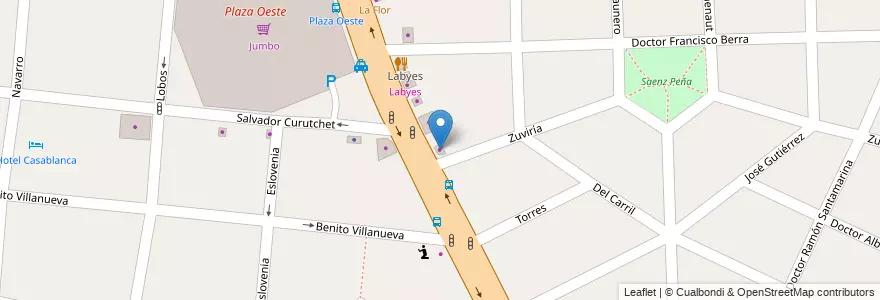 Mapa de ubicacion de Rainbow Bike en アルゼンチン, ブエノスアイレス州, Partido De Morón, Castelar.