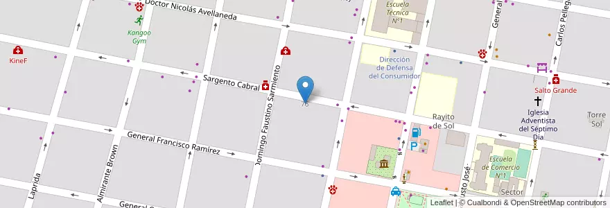 Mapa de ubicacion de Rainbow English Institute en الأرجنتين, إنتري ريوس, Departamento Concordia, Distrito Suburbios, Concordia, Concordia.