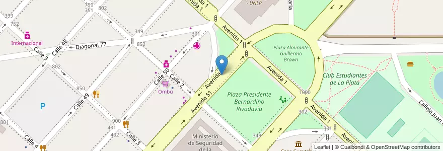 Mapa de ubicacion de Rambla Ana Gotilla de Cafiero, Casco Urbano en آرژانتین, استان بوئنوس آیرس, Partido De La Plata, La Plata.
