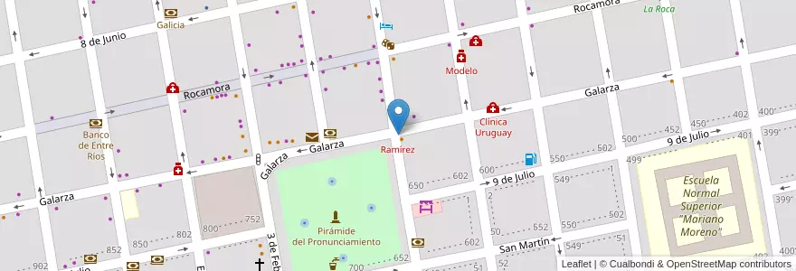 Mapa de ubicacion de Ramírez en Аргентина, Междуречье, Departamento Uruguay, Distrito Molino, Concepción Del Uruguay.