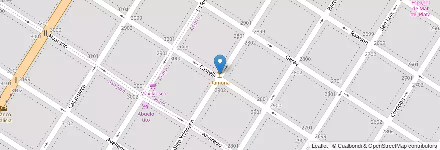 Mapa de ubicacion de Ramona en Argentinië, Buenos Aires, Partido De General Pueyrredón, Mar Del Plata.