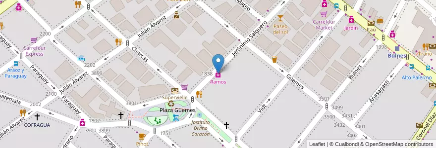 Mapa de ubicacion de Ramos, Palermo en 阿根廷, Ciudad Autónoma De Buenos Aires, 布宜诺斯艾利斯, Comuna 14.