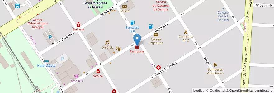 Mapa de ubicacion de Rampone en 아르헨티나, Santa Fe, Departamento San Jerónimo, Municipio De Gálvez, Gálvez.
