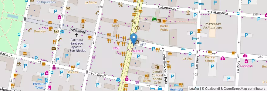Mapa de ubicacion de RapiPago en Arjantin, Şili, Mendoza, Departamento Capital, Ciudad De Mendoza, Sección 3ª Parque O'Higgins.