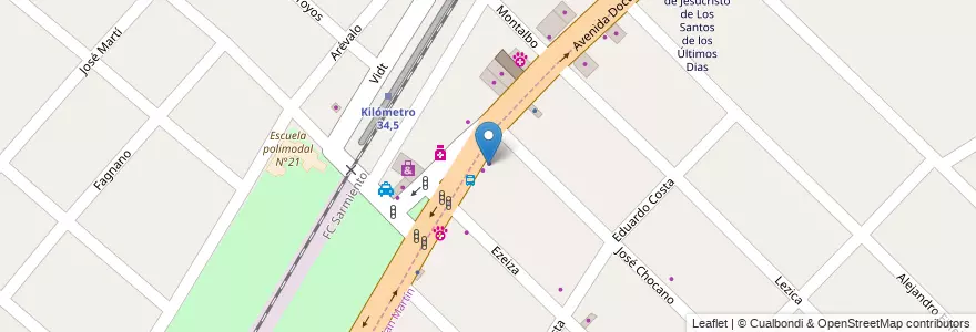 Mapa de ubicacion de RapiPago en Arjantin, Buenos Aires, Partido De Merlo, Merlo.