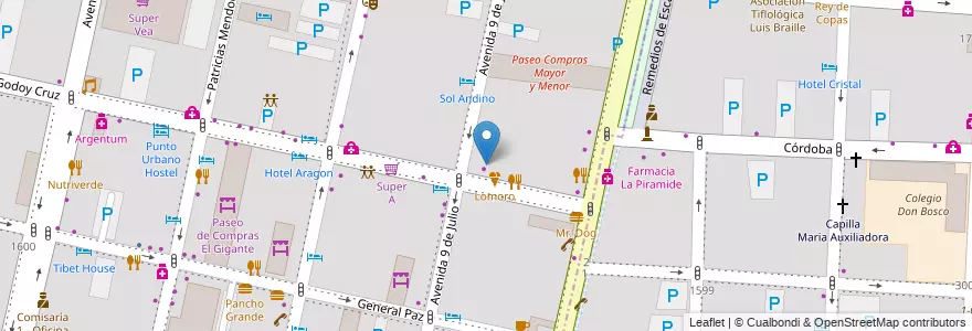 Mapa de ubicacion de Rapipago en Argentina, Chile, Mendoza, Departamento Capital, Ciudad De Mendoza.