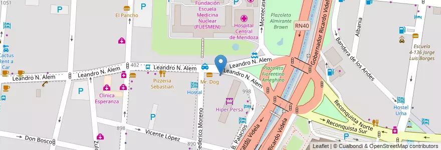 Mapa de ubicacion de RapiPago en アルゼンチン, チリ, メンドーサ州, Departamento Capital, Ciudad De Mendoza, Sección 3ª Parque O'Higgins.