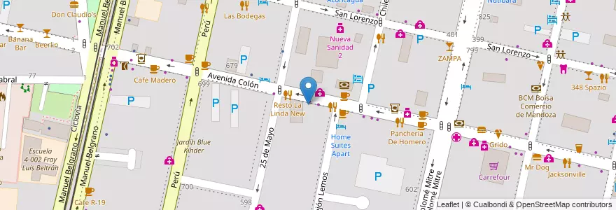 Mapa de ubicacion de RapiPago en Arjantin, Şili, Mendoza, Departamento Capital, Sección 2ª Barrio Cívico, Ciudad De Mendoza.