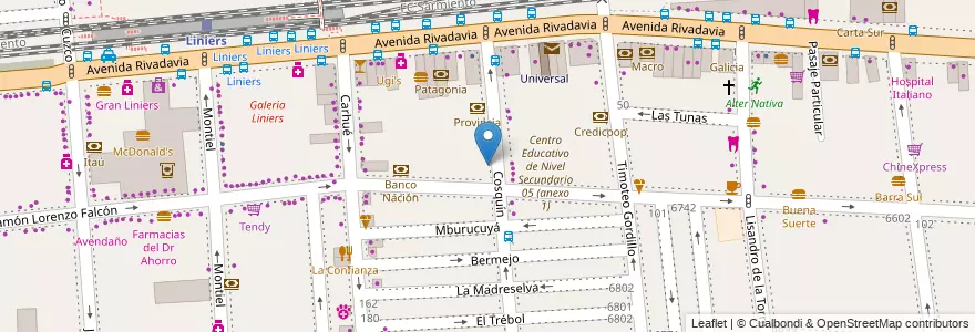 Mapa de ubicacion de Rapipago, Liniers en 阿根廷, Ciudad Autónoma De Buenos Aires, Comuna 9, 布宜诺斯艾利斯.