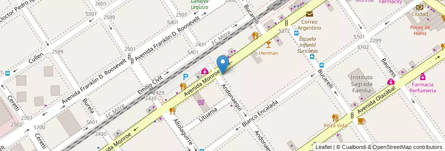 Mapa de ubicacion de RapiPago, Villa Urquiza en 아르헨티나, Ciudad Autónoma De Buenos Aires, Comuna 12, 부에노스아이레스.