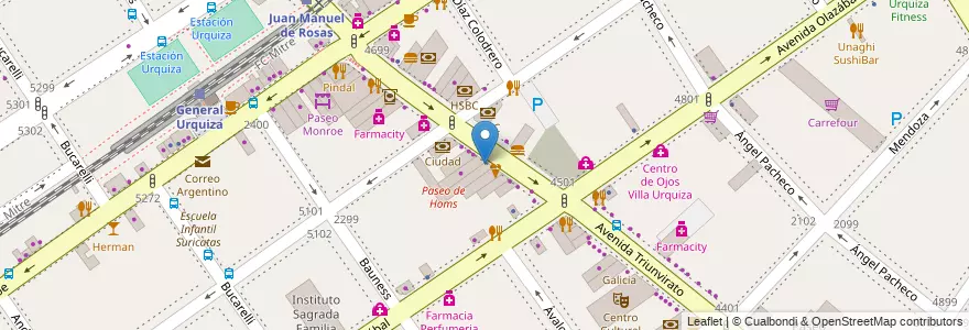 Mapa de ubicacion de Rapipago, Villa Urquiza en アルゼンチン, Ciudad Autónoma De Buenos Aires, Comuna 12, ブエノスアイレス.