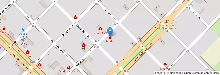 Mapa de ubicacion de Rasello en 阿根廷, 恩特雷里奥斯省, Departamento Colón, Distrito Segundo, Villa Elisa, Villa Elisa.