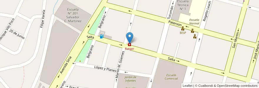 Mapa de ubicacion de Ratger en الأرجنتين, Jujuy, Departamento San Pedro, Municipio De San Pedro De Jujuy.