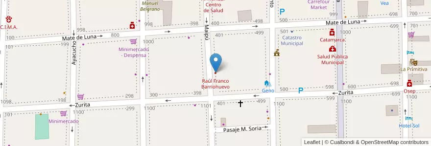 Mapa de ubicacion de Raúl Franco Barrionuevo en Arjantin, Catamarca, Departamento Capital, Municipio De San Fernando Del Valle De Catamarca, San Fernando Del Valle De Catamarca.