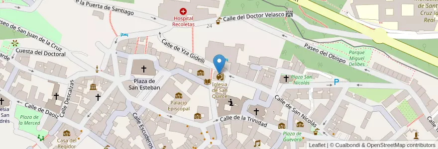 Mapa de ubicacion de Real Academia de Historia y Arte de San Quirce en スペイン, カスティーリャ・イ・レオン州, Segovia, Segovia.