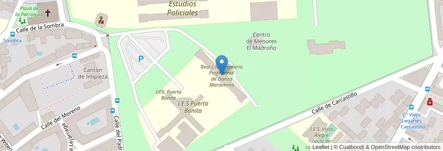 Mapa de ubicacion de Real Conservatorio Profesional de Danza Mariemma en スペイン, マドリード州, Comunidad De Madrid, Área Metropolitana De Madrid Y Corredor Del Henares, Madrid.