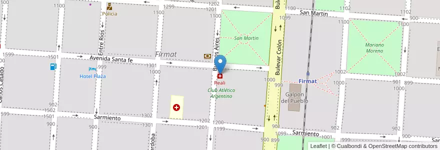 Mapa de ubicacion de Reali en الأرجنتين, سانتا في, Departamento General López, Municipio De Firmat, Firmat.