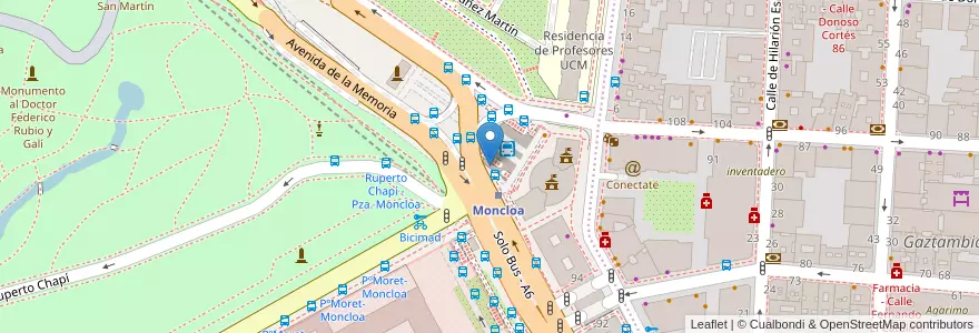 Mapa de ubicacion de reB Moncloa en إسبانيا, منطقة مدريد, منطقة مدريد, Área Metropolitana De Madrid Y Corredor Del Henares, مدريد.