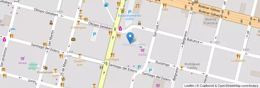 Mapa de ubicacion de Recoleta Shopping Center en Argentinië, Santa Fe, Departamento La Capital, Santa Fe Capital, Santa Fe.