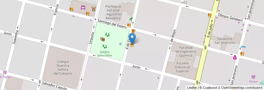 Mapa de ubicacion de Recoletos en アルゼンチン, サンタフェ州, Departamento La Capital, Santa Fe Capital, Santa Fe.