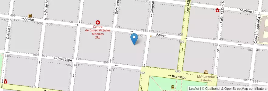 Mapa de ubicacion de Reconquista Tenis Club en Аргентина, Санта-Фе, Departamento General Obligado, Municipio De Reconquista, Reconquista.
