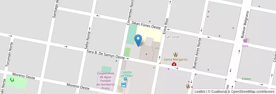 Mapa de ubicacion de Recreación Escuela en Argentinië, Santa Fe, Departamento Castellanos, Municipio De Humberto Primo, Humberto Primo.