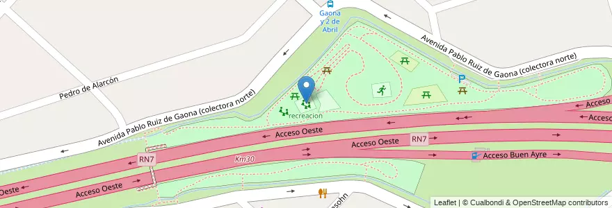 Mapa de ubicacion de recreacion en アルゼンチン, ブエノスアイレス州, Partido De Moreno, Paso Del Rey.