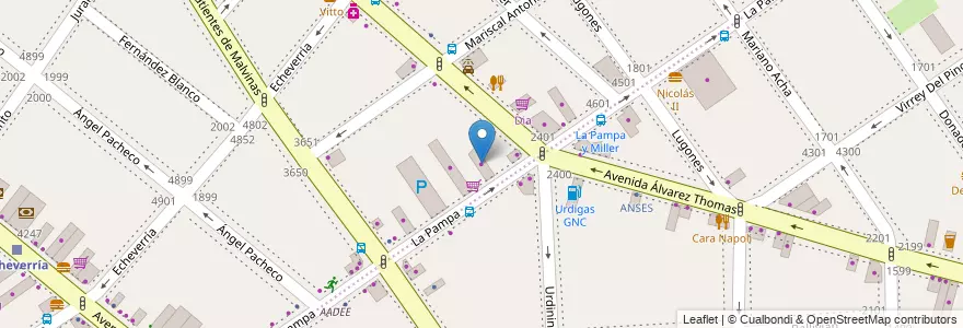 Mapa de ubicacion de Rectificadora Muriel, Villa Urquiza en 阿根廷, Ciudad Autónoma De Buenos Aires, Comuna 12, 布宜诺斯艾利斯.