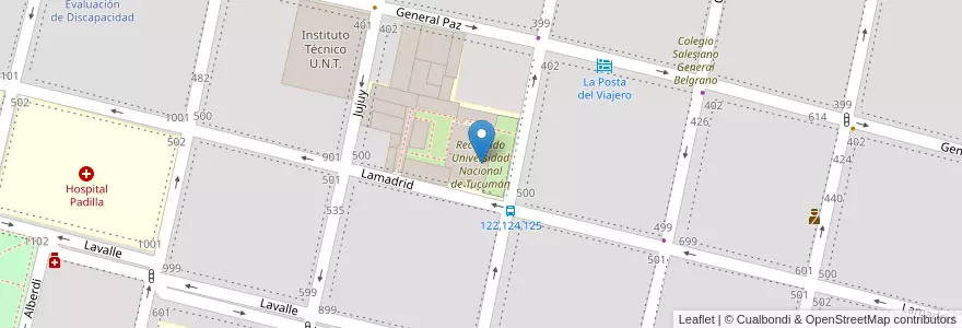 Mapa de ubicacion de Rectorado Universidad Nacional de Tucumán en الأرجنتين, Tucumán, San Miguel De Tucumán, Departamento Capital, San Miguel De Tucumán.