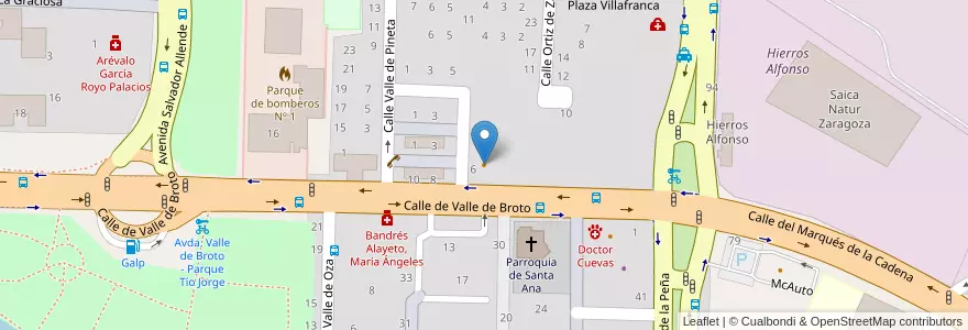 Mapa de ubicacion de Refugio en スペイン, アラゴン州, サラゴサ, Zaragoza, サラゴサ.