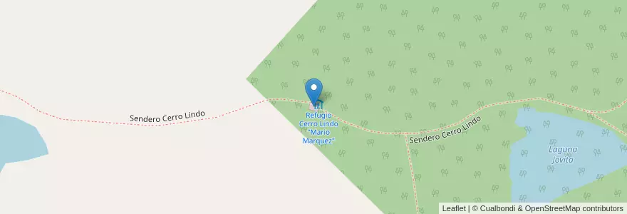Mapa de ubicacion de Refugio Cerro Lindo en Arjantin, Şili, Río Negro, Departamento Bariloche.