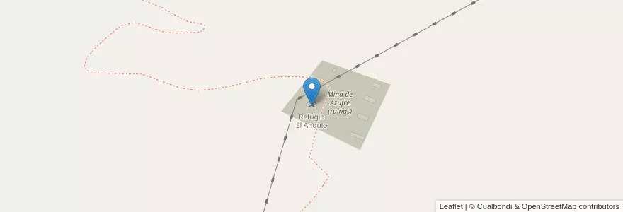 Mapa de ubicacion de Refugio El Angulo en アルゼンチン, チリ, メンドーサ州, Distrito Cuadro Benegas, Departamento San Rafael.