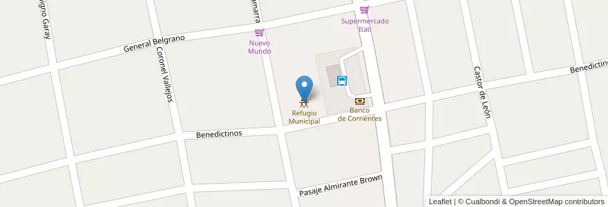 Mapa de ubicacion de Refugio Municipal en Argentinien, Corrientes, Departamento Itatí, Municipio De Itatí.