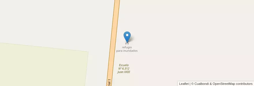 Mapa de ubicacion de refugio para inundados en Argentine, Santa Fe, Departamento Garay, Municipio De Colonia Mascías.