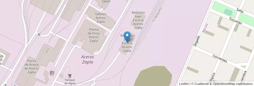 Mapa de ubicacion de Refusión bajo Escoria Aceros Zapla en 阿根廷, Jujuy, Departamento Palpalá, Municipio De Palpalá.