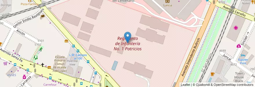 Mapa de ubicacion de Regimento de Infantería No. 1 Patricios, Palermo en Argentina, Autonomous City Of Buenos Aires, Autonomous City Of Buenos Aires, Comuna 14.