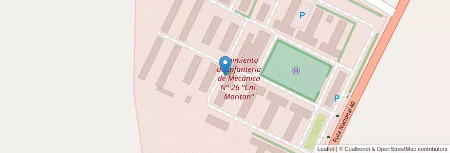 Mapa de ubicacion de Regimiento de Infantería de Mecánica N° 26 "Cnl. Moritan" en الأرجنتين, تشيلي, نيوكوين, Departamento Huiliches, Junín De Los Andes.