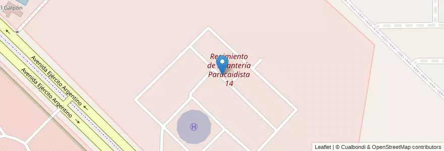 Mapa de ubicacion de Regimiento de Infantería Paracaidista 14 en Аргентина, Кордова, Departamento Capital, Pedanía Capital, Córdoba, Municipio De Córdoba.