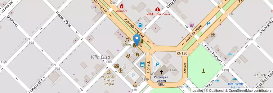 Mapa de ubicacion de Registro Civil en アルゼンチン, エントレ・リオス州, Departamento Colón, Distrito Segundo, Villa Elisa, Villa Elisa.