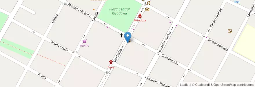 Mapa de ubicacion de Registro Civil en Argentina, Cile, Mendoza, Departamento Rivadavia, Distrito Ciudad De Rivadavia.