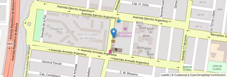 Mapa de ubicacion de Registro Civil Ciudad del Milagro en アルゼンチン, サルタ州, Capital, Municipio De Salta.