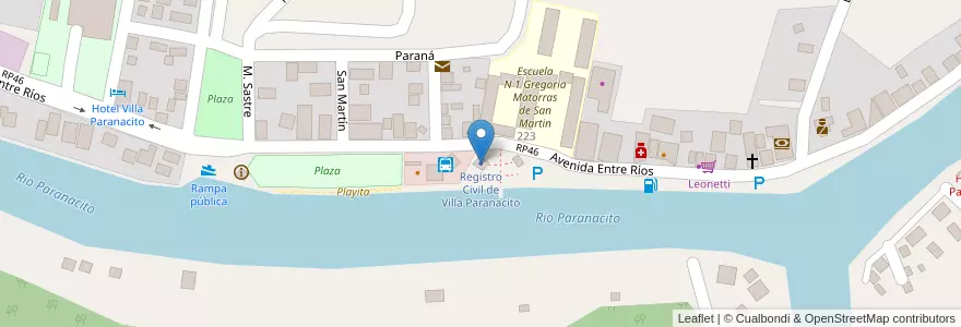 Mapa de ubicacion de Registro Civil de Villa Paranacito en الأرجنتين, إنتري ريوس, Departamento Islas Del Ibicuy, Distrito Paranacito, Villa Paranacito.