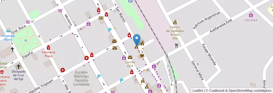 Mapa de ubicacion de Registro del Automotor en Argentinië, Córdoba, Departamento Cruz Del Eje, Municipio De Cruz Del Eje, Pedanía Cruz Del Eje, Cruz Del Eje.